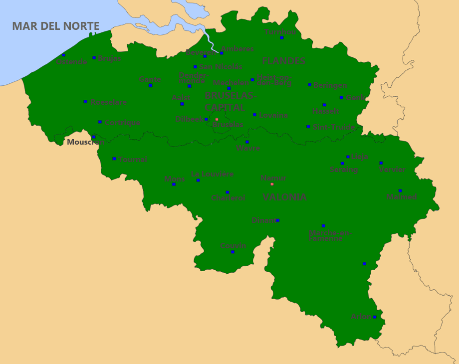 Mapa de Bélgica